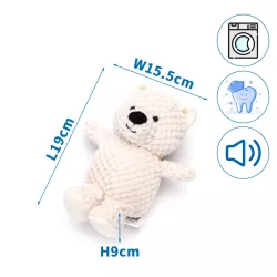 Pluszowy miś dla psa z dźwiękiem, kremowo-biały, 19cm - 8719138062799