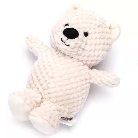 Pluszowy miś dla psa z dźwiękiem, kremowo-biały, 19cm - 8719138062799