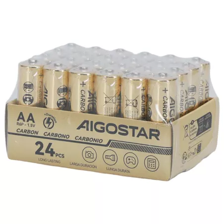 Baterie węglowo-cynkowe AA R6P 1,5V Aigostar, 24 szt. - 8433325429324