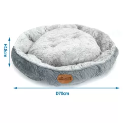 Okrągłe legowisko dla psa z aksamitu PV w kolorowe bloki, śr. 70 cm - 8719138220106