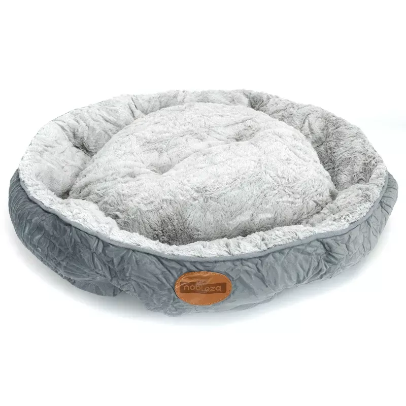 Okrągłe legowisko dla psa z aksamitu PV w kolorowe bloki, śr. 70 cm - 8719138220106