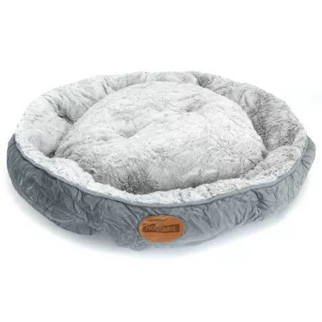 Okrągłe legowisko dla psa z aksamitu PV w kolorowe bloki, śr. 70 cm - 8719138220106