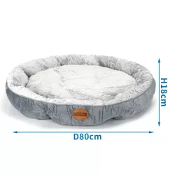 Okrągłe legowisko dla psa z aksamitu PV w kolorowe bloki, śr. 80 cm - 8719138220113