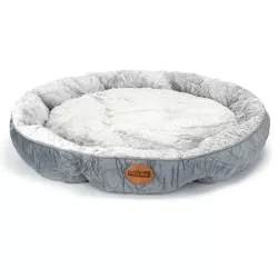 Okrągłe legowisko dla psa z aksamitu PV w kolorowe bloki, śr. 80 cm - 8719138220113
