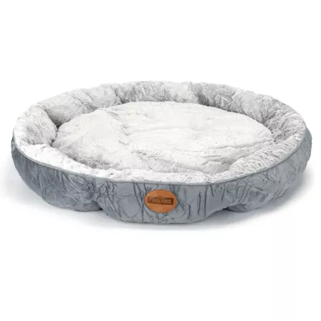 Okrągłe legowisko dla psa z aksamitu PV w kolorowe bloki, śr. 80 cm - 8719138220113