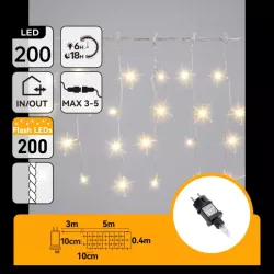 Lampki Łańcuchowe LED Sople 200 Diod Ciepłe Migające IP44 - 8433325352615