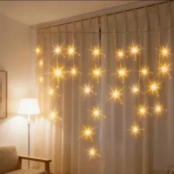 Lampki Łańcuchowe LED Sople 200 Diod 0,6m Ciepłe Migające IP44 - 8433325352646