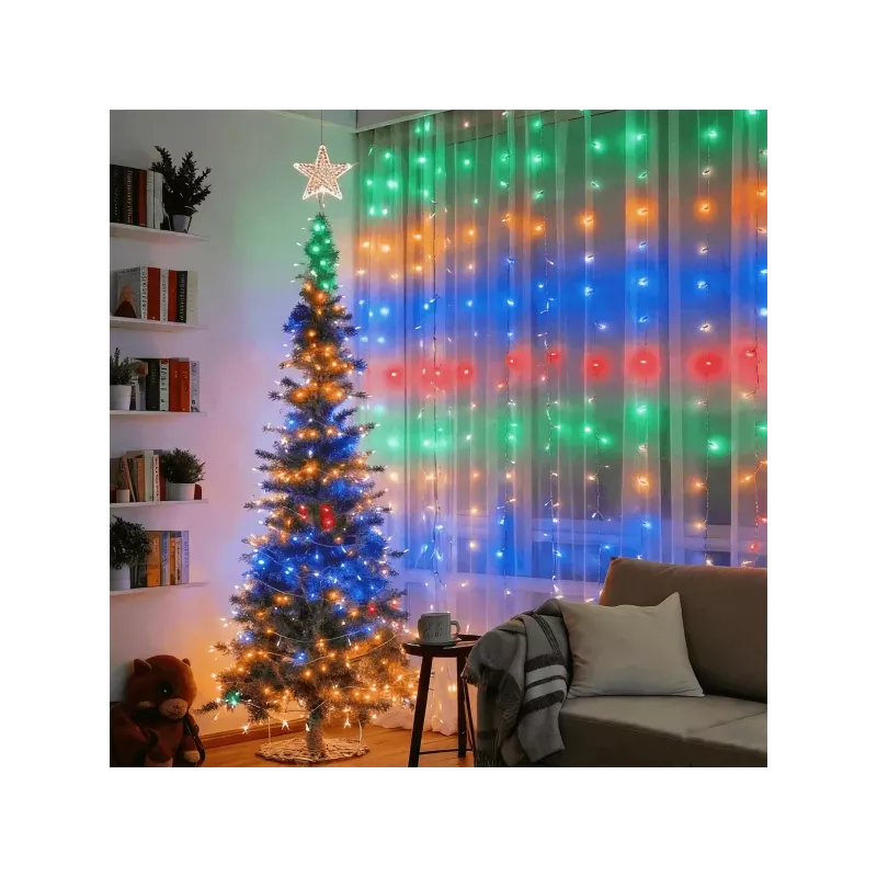 Kurtyna Świetlna LED 156 Diod Kolorowa 1,2x1,2m 3xAA - 8433325353186