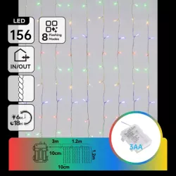 Kurtyna Świetlna LED 156 Diod Kolorowa 1,2x1,2m 3xAA - 8433325353186