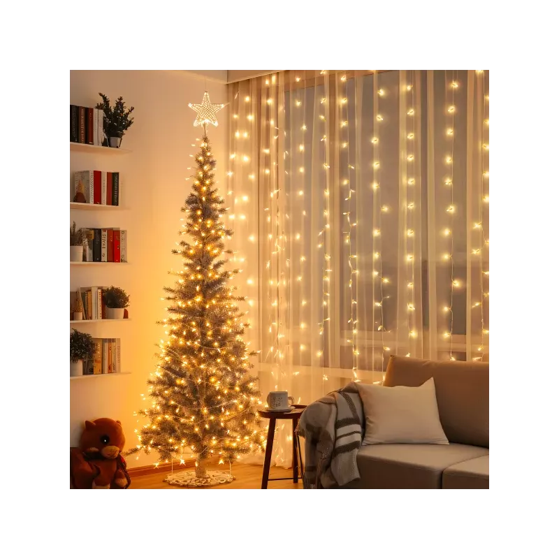 Kurtyna Świetlna LED 120 Diod Ciepła Biel 0,9x1,2m 3xAA - 8433325353087