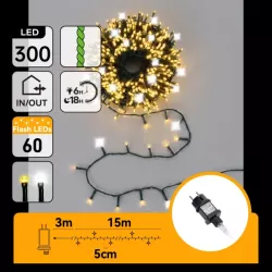 Lampki Choinkowe LED Ciepłe 300 Diod 15m Timer IP44 - 8433325351618