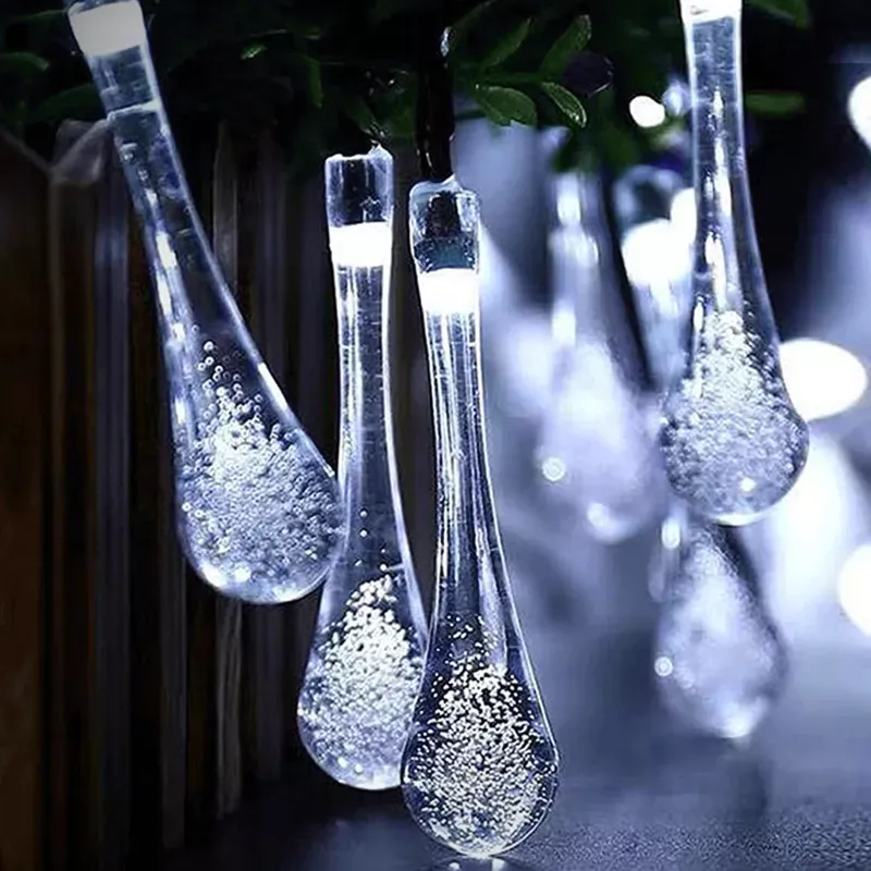 Solarna girlanda LED, krople deszczu, zimna biel - 8433325301033