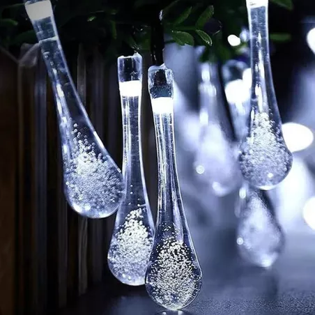 Solarna girlanda LED, krople deszczu, zimna biel - 8433325301033