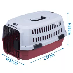 Transporter dla psa S, 47x31x26cm, czerwono-szary - 8719138025732