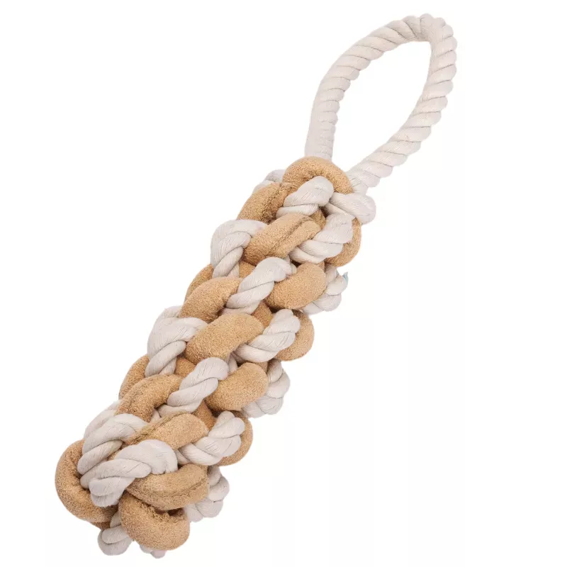 Zabawka z liny dla psa biało-beżowa sznurkowa 30x17x5cm - 8719138147793