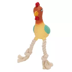 Piszcząca zabawka dla psa, kogucik ze sznurkiem, 16cm - 8719138148271