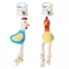 Piszcząca zabawka dla psa, kogucik ze sznurkiem, 16cm - 8719138148271