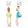 Piszcząca zabawka dla psa, kogucik ze sznurkiem, 16cm - 8719138148271
