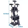 Drapak-drzewko dla kota z domkami, ciemnoszary, 170cm - 8719138148868