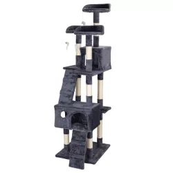Drapak-drzewko dla kota z domkami, ciemnoszary, 170cm - 8719138148868