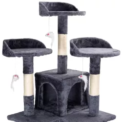 Drapak-drzewko dla kota z domkami, ciemnoszary, 170cm - 8719138148868
