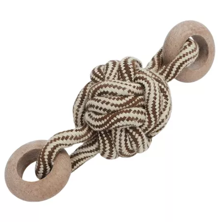 Zabawka sznurowa dla psa z drewnianymi kółkami, 20cm - 8719138147854