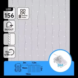 Kurtyna świetlna LED na baterie 3xAA, 156 LED - 8433325353148