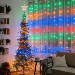 Kurtyna świetlna LED na baterie 3xAA, 372 LED, multikolor - 8433325353209