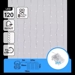 Kurtyna świetlna LED na baterie 3xAA, 120 LED - 8433325353131