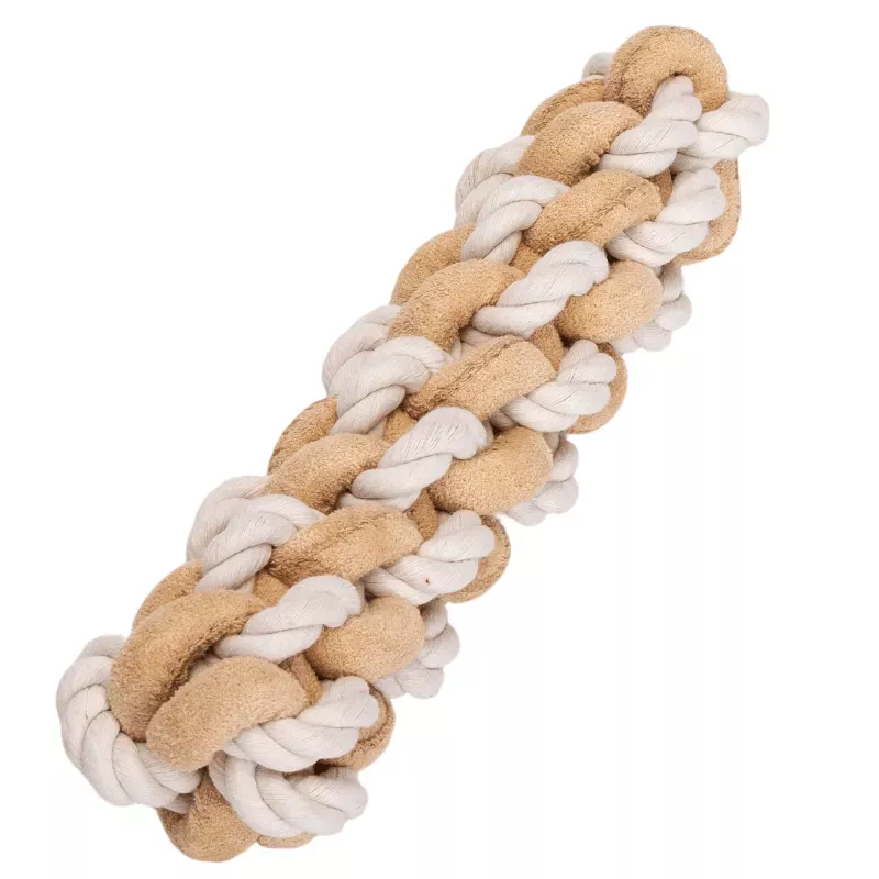 Zabawka z liny dla szczeniąt i małych psów 20x5cm biało-beżowa - 8719138147786