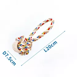 Zabawka z bawełnianego sznura z piłką i uchwytem dla psa - 8719138042524