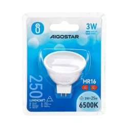 Żarówka LED MR16 3W 12V, zimna biel 6500K, 250lm, zamiennik 25W - 8433325175986