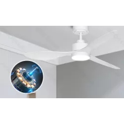 Wentylator sufitowy z oświetleniem LED 52 cale 3 łopatki biały - 8433325409074