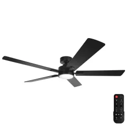 Wentylator sufitowy z oświetleniem LED 52 cale 5 łopatek czarny - 8433325409081