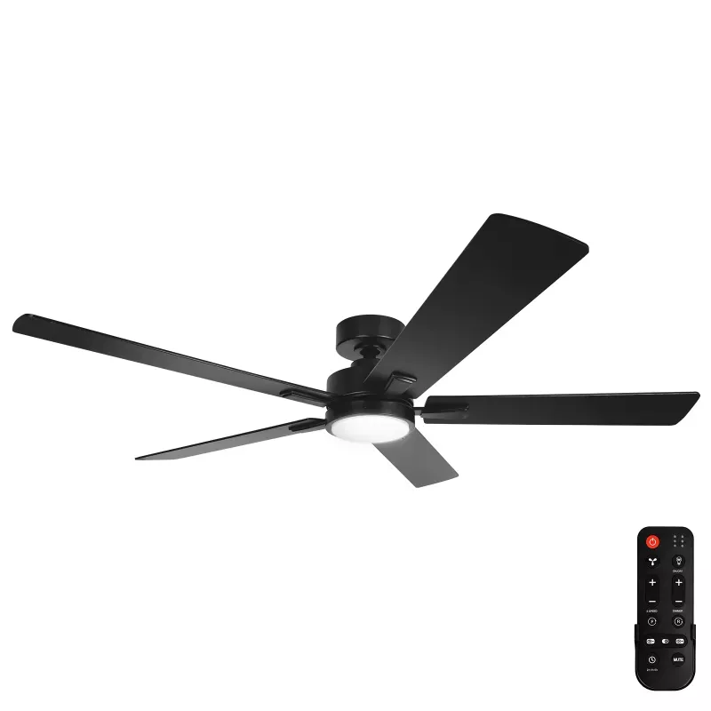 Wentylator sufitowy z oświetleniem LED 52 cale 5 łopatek czarny - 8433325409081