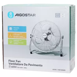 Wentylator podłogowy przemysłowy 14 cali 3 łopatki chrom 60W - 8433325199470