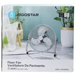 Wentylator podłogowy przemysłowy 14 cali 3 łopatki chrom 60W - 8433325199470