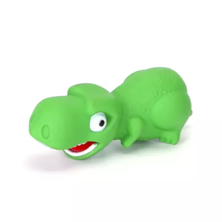 Piszcząca zabawka w kształcie dinozaura dla psa, zielona, 14cm - 8719138056491