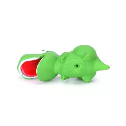 Piszcząca zabawka w kształcie dinozaura dla psa, zielona, 14cm - 8719138056491