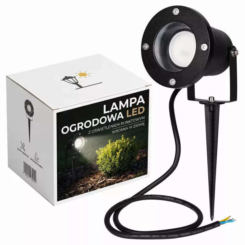 Lampa Ogrodowa Reflektor Wbijany GU10 Do Ogrodu z przewodem IP65-5903002033708