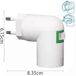 Adapter-przejściówka do żarówki PP na E27 z przełącznikiem - 8433325213497