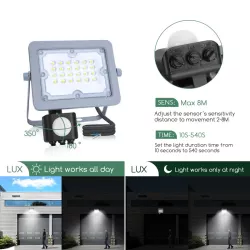 LED Światło strumieniowe z ultracienką soczewką  z czujnikiem 20W - 8433325213824