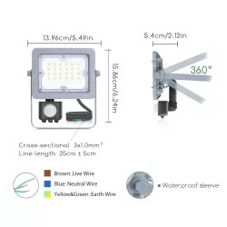 LED Światło strumieniowe z ultracienką soczewką  z czujnikiem 20W - 8433325213855