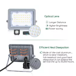 LED Światło strumieniowe z ultracienką soczewką  z czujnikiem 30W - 8433325213862