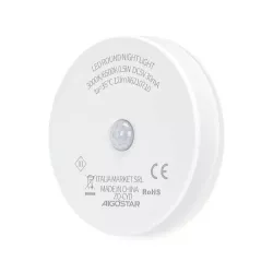 Lampka nocna okrągła LED z czujnikiem PIR ładowana USB 0.5W/12lm - 8433325216337