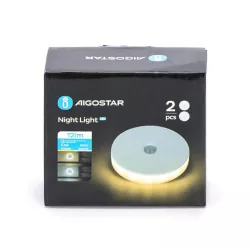 2xLampka nocna okrągła LED z czujnikiem PIR ładowana USB 0.5W/12lm - 8433325216412