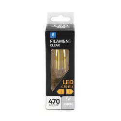 Żarówka świecowa LED 4W/230V Filament C35 E14 biała zimna 470lm - 8433325217914