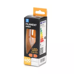 Żarówka świecowa LED 4W/230V Filament C35 E14 barwa bursztynowa 400lm - 8433325217921