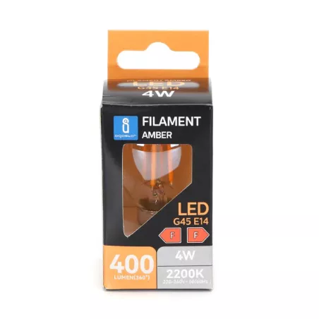 Żarówka LED 4W/230V Filament kulka G45 E14 barwa bursztynowa 400lm - 8433325217952
