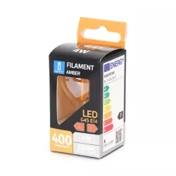 Żarówka LED 4W/230V Filament kulka G45 E14 barwa bursztynowa 400lm - 8433325217952